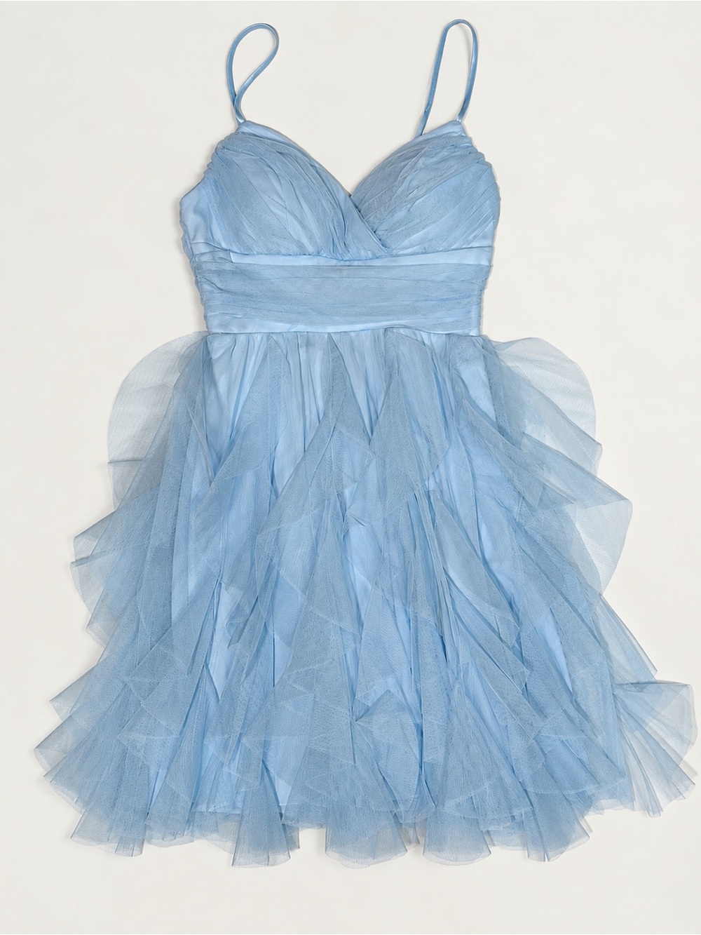 Light Blue Tulle Spaghetti-Strap Dress